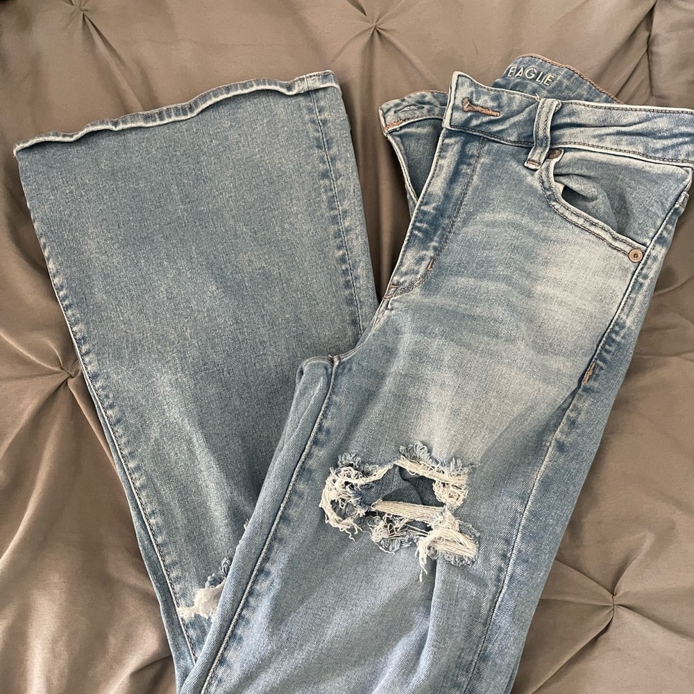 American Eagle Outfitters Blue Flare Wide Leg Jeans - Picture 5 of 5